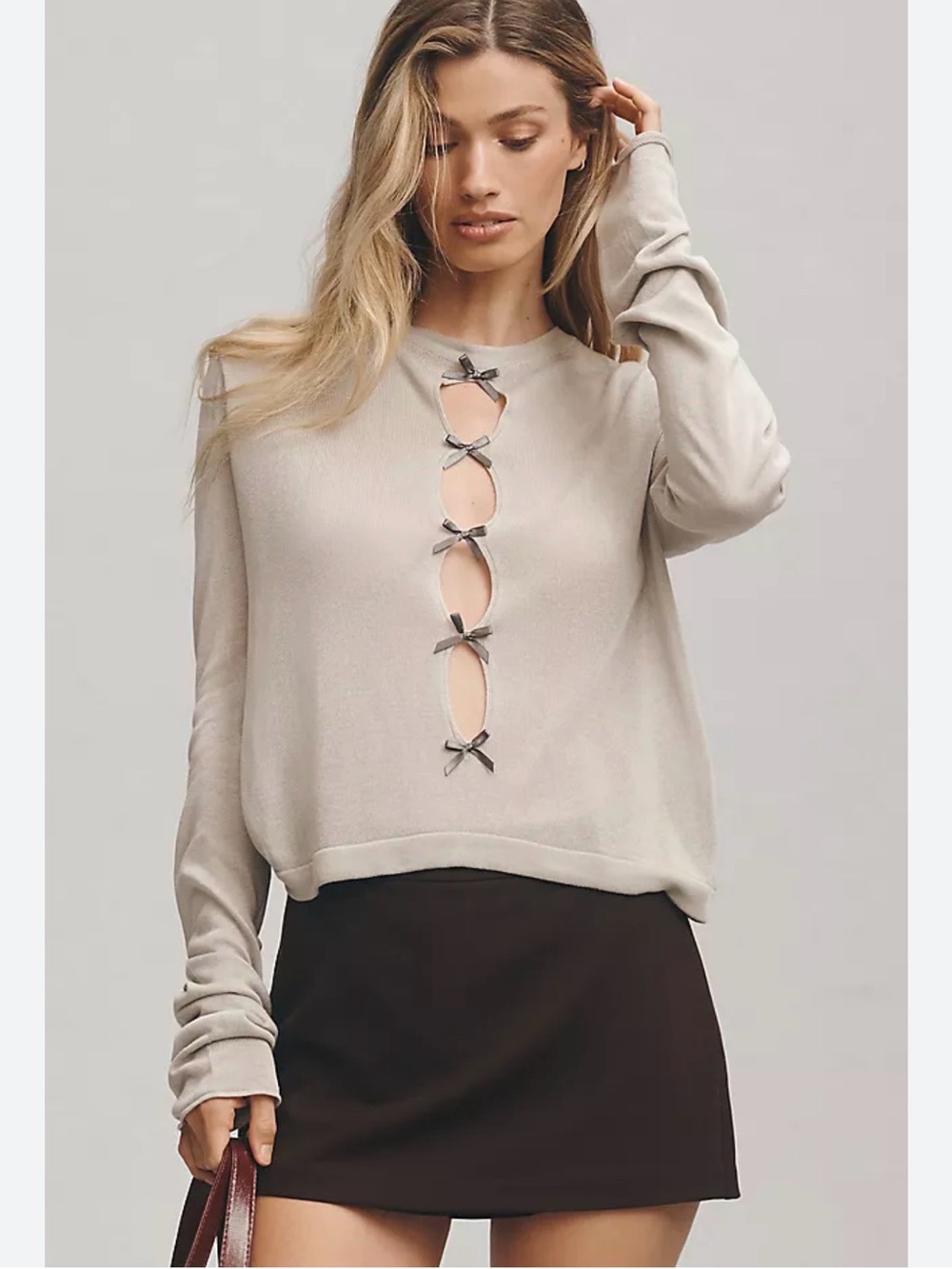 Maeve Anthropologie Maeve Bow Cutout Sheer Sweater medium